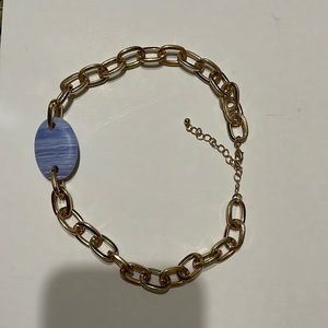 Faux blue gemstone chain necklace
